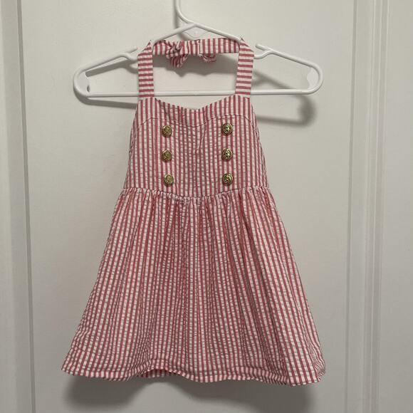 Janie and Jack Other - Janie And Jack Nautical Seersucker Smocked Striped Halter Sundress Size 3-6M